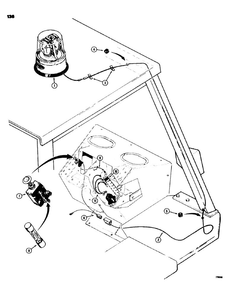 Схема запчастей Case 580C - (136) - ROTATING BEACON AND RELATED PARTS, TRACTOR S/N 8958213 AND AFTER (04) - ELECTRICAL SYSTEMS