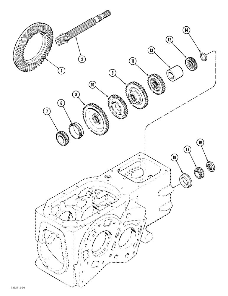Схема запчастей Case 480F LL - (6-54) - TRANSAXLE, COUNTERSHAFT (06) - POWER TRAIN