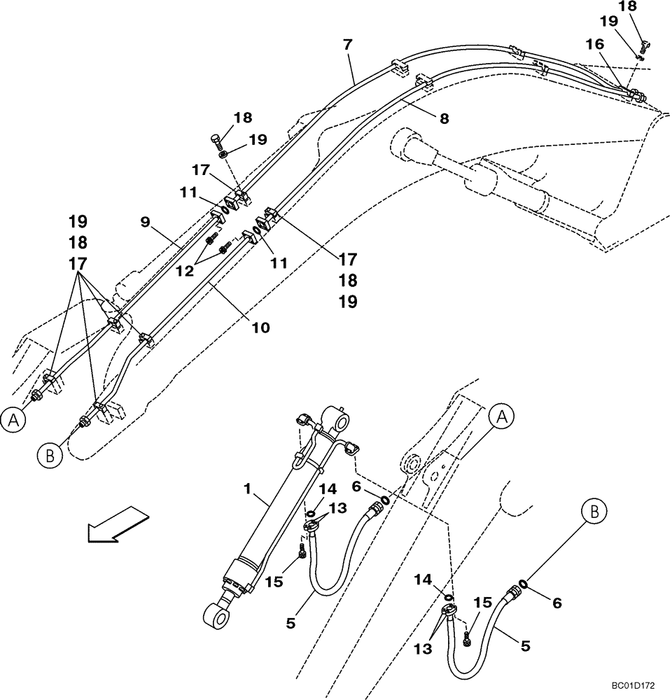 Схема запчастей Case CX330 - (08-18) - HYDRAULICS - BUCKET, 3,25 METER (10 FT 8 IN) ARM (08) - HYDRAULICS