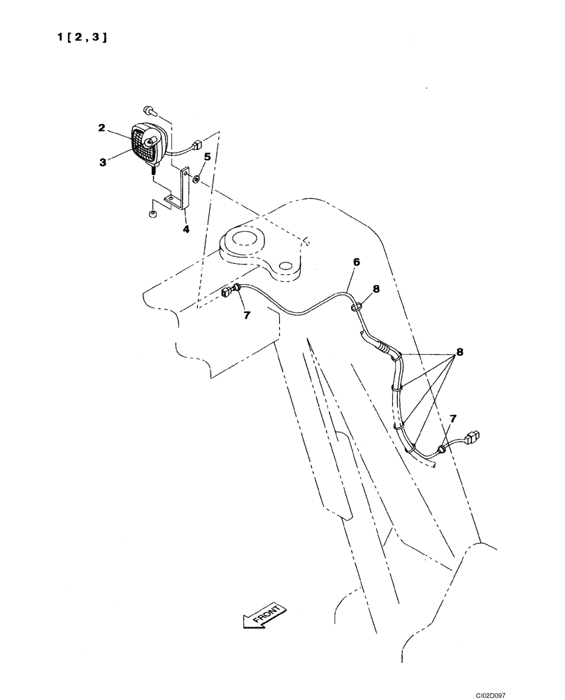 Схема запчастей Case CX75SR - (04-09) - LAMP, WORK - OFFSET BOOM (04) - ELECTRICAL SYSTEMS