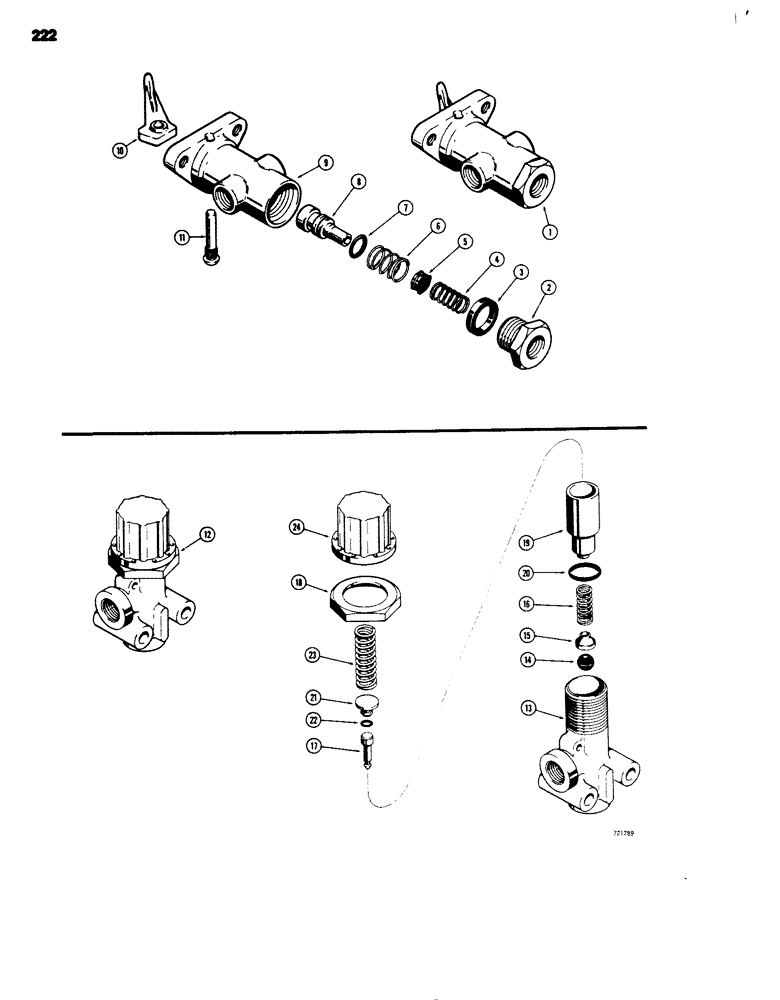 Схема запчастей Case 680G - (222) - BRAKE SYSTEM, L12630 CLUTCH CUTOUT VALVE, L13530 PRESSURE PROTECTION VALVE (07) - BRAKES