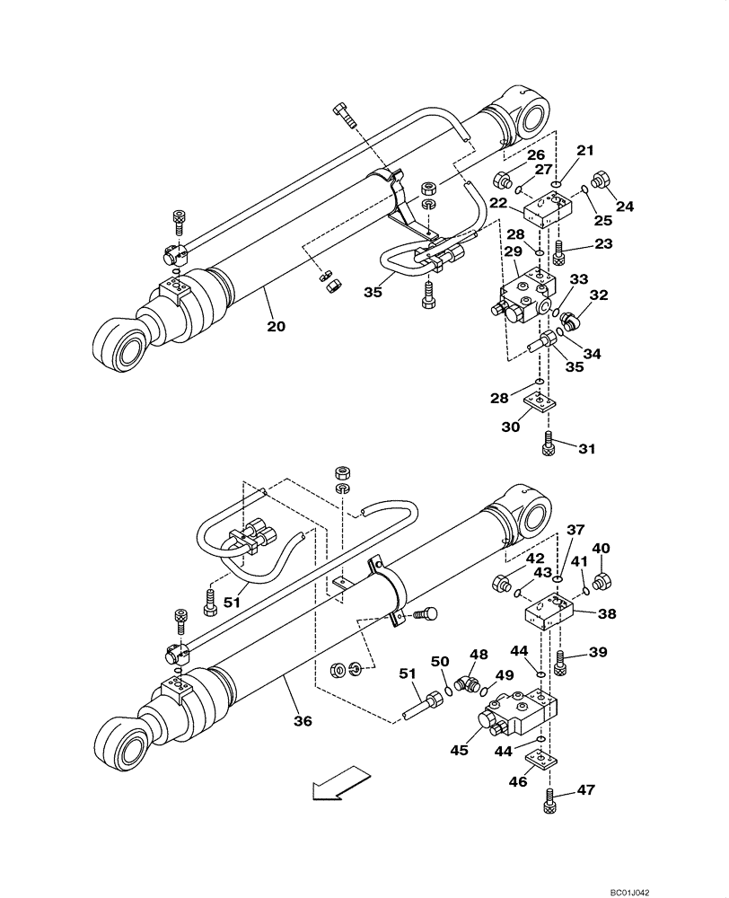 Схема запчастей Case CX290 - (08-12) - HYDRAULICS - BOOM CYLINDER LINE (08) - HYDRAULICS