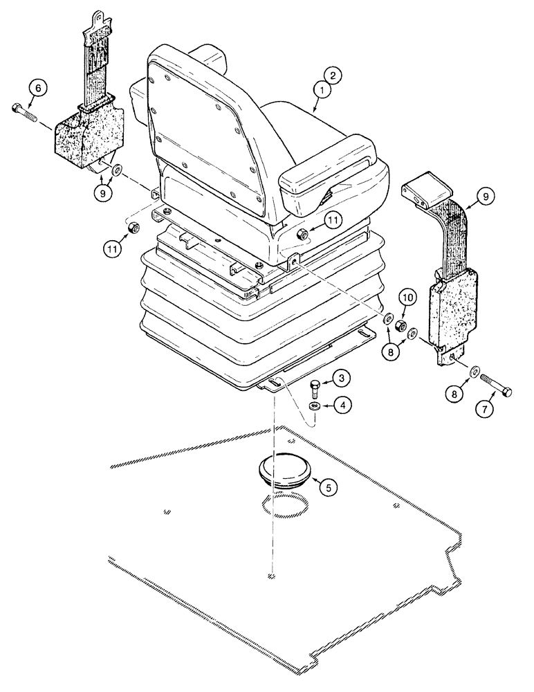 Схема запчастей Case 921B - (9-032) - SEAT, MOUNTING PARTS AND SEAT BELT (09) - CHASSIS/ATTACHMENTS