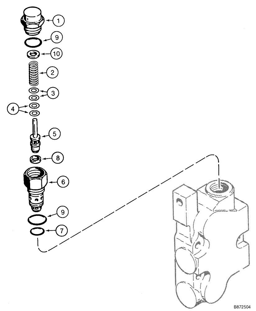 Схема запчастей Case 960 - (08-26) - VALVE ASSY, RELIEF (08) - HYDRAULICS