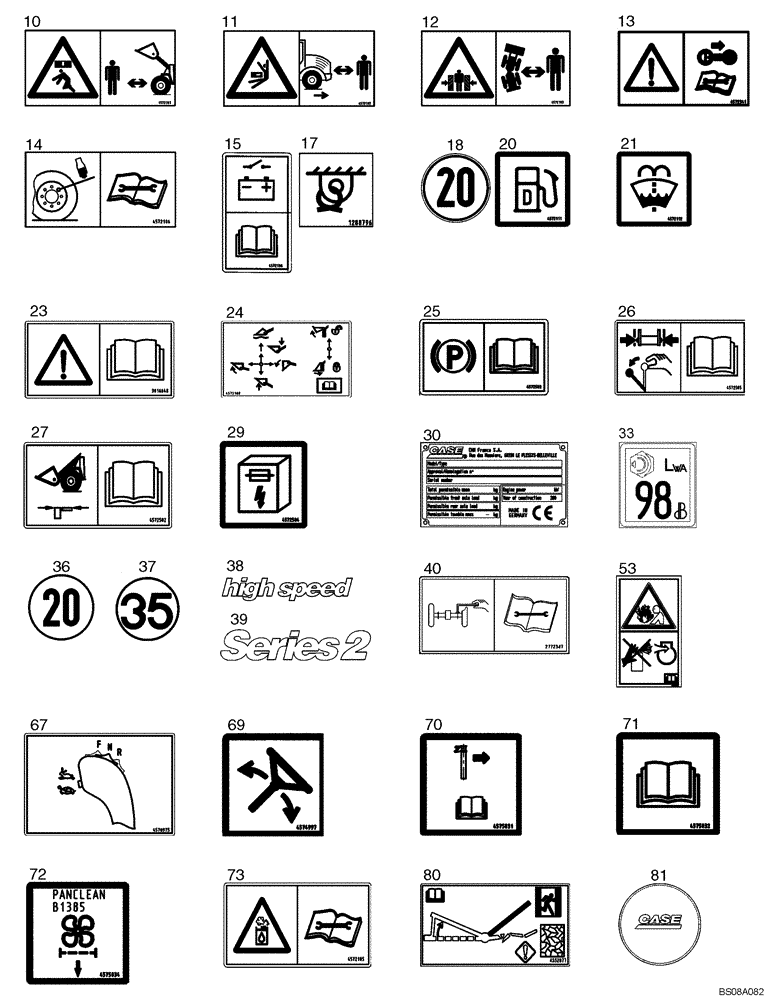 Схема запчастей Case 321D - (91.020[2990423000]) - DECAL KIT EUROPE (90) - PLATFORM, CAB, BODYWORK AND DECALS