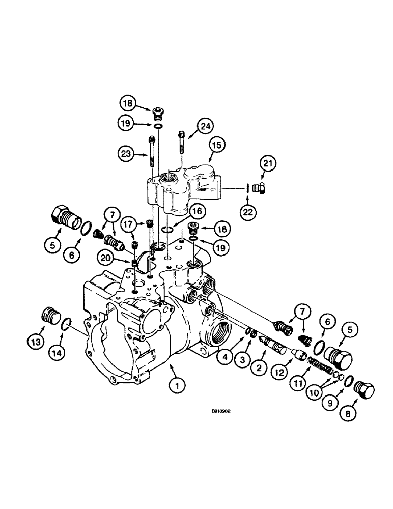 Схема запчастей Case 660 - (6-10) - TANDEM PUMP - H673751, FRONT DRIVE PUMP, HOUSING AND VALVES (06) - POWER TRAIN