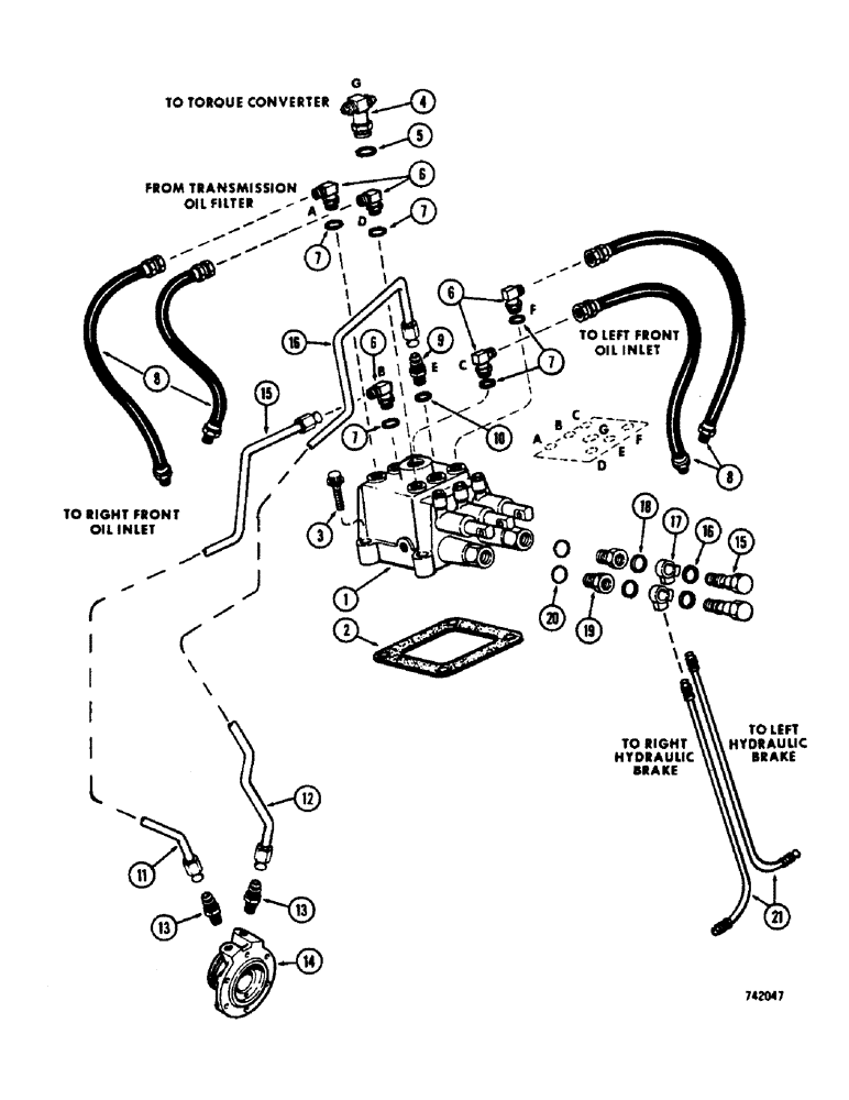 Схема запчастей Case 475 - (096) - TRANSMISSION HYDRAULICS (21) - TRANSMISSION