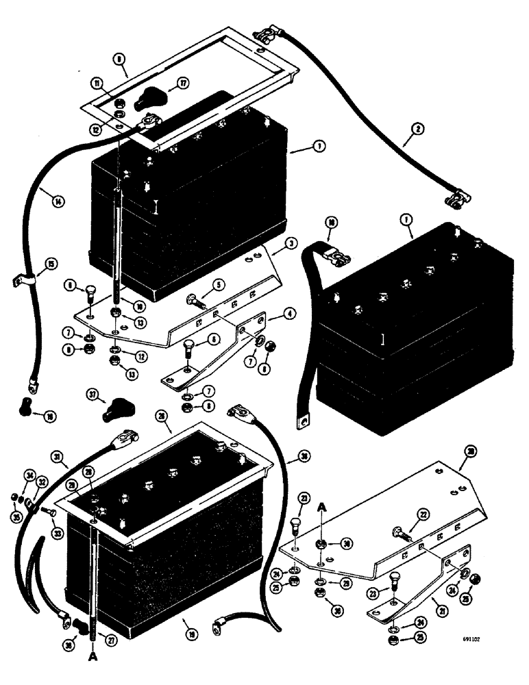 Схема запчастей Case W10E - (092) - BATTERIES AND CABLES, DIESEL ENGINE, GAS ENGINE (04) - ELECTRICAL SYSTEMS