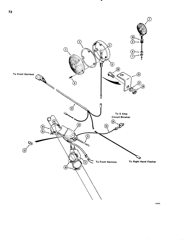 Схема запчастей Case W20 - (072) - TURN SIGNAL AND FLASHER LIGHT (04) - ELECTRICAL SYSTEMS