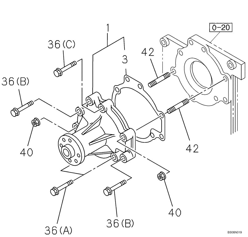 Схема запчастей Case CX225SR - (02-24) - WATER PUMP SYSTEM (02) - ENGINE