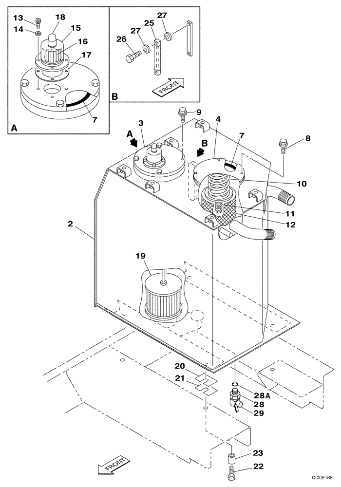 Схема запчастей Case CX240LR - (08-01) - HYDRAULIC RESERVOIR (08) - HYDRAULICS