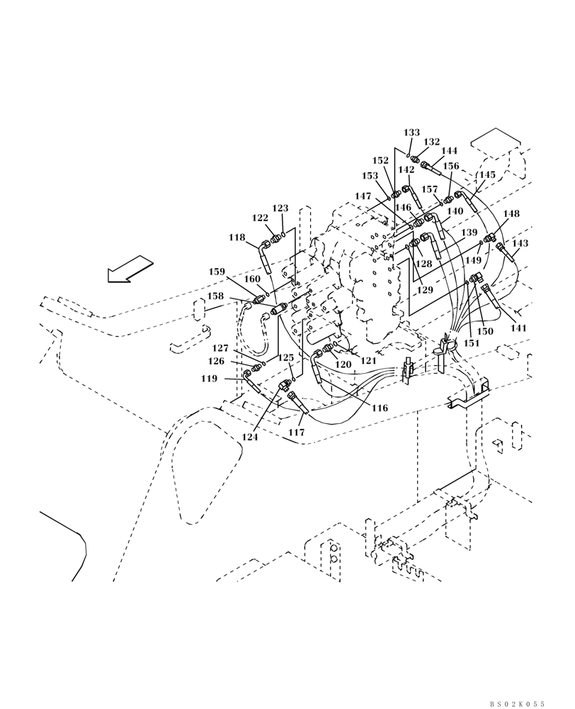 Схема запчастей Case CX330 - (08-36) - PILOT CONTROL LINES, CONTROL VALVE - MODELS WITH CONTROL SELECTOR VALVE (08) - HYDRAULICS