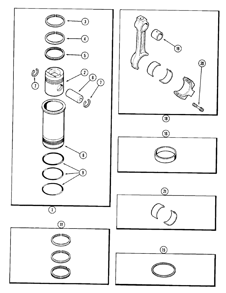 Схема запчастей Case 1187 - (048) - PISTON AND SLEEVE ASSEMBLY, 504BDT DIESEL ENGINE (01) - ENGINE