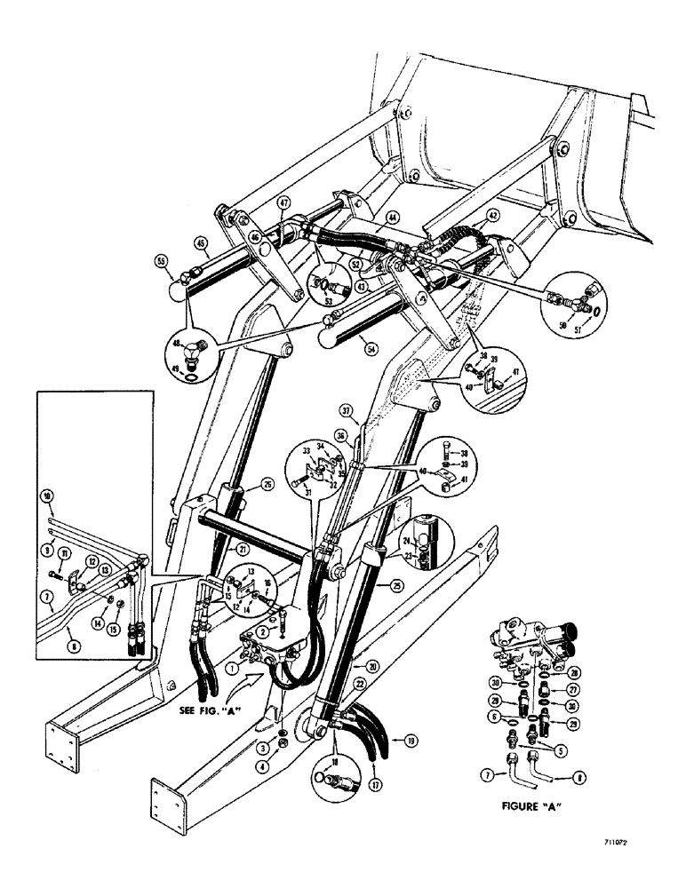 Схема запчастей Case 26B - (042) - LOADER LIFT AND TILT HYDRAULICS, USED WITH DUAL TILT CYLINDER ONLY 
