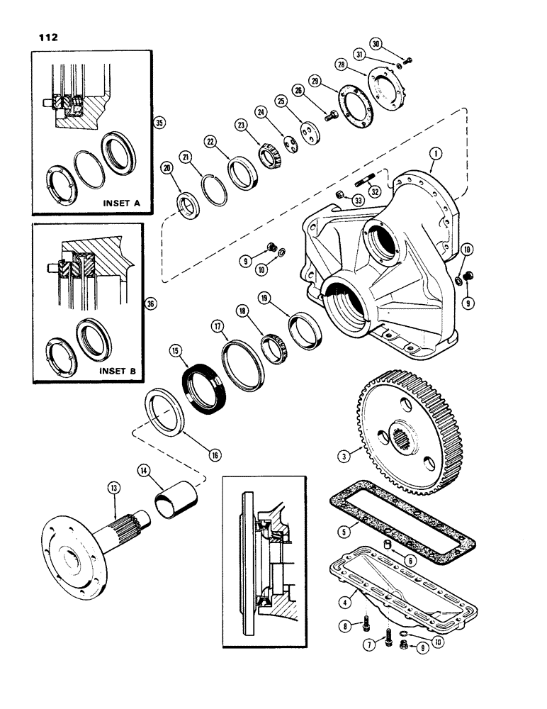 Схема запчастей Case 450 - (112) - FINAL DRIVE, 1ST USED TRANS. SER. NO. 2626054 (03) - TRANSMISSION