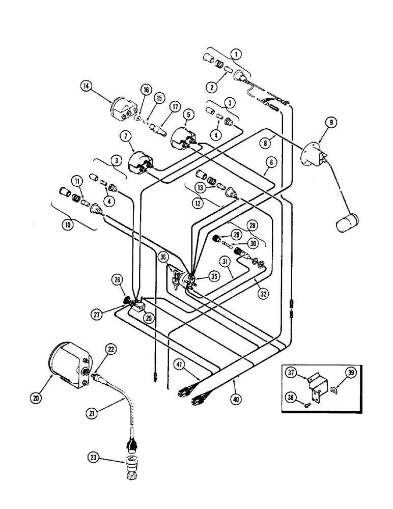 Схема запчастей Case 580 - (058) - INSTRUMENTS AND WIRING, (188) DIESEL ENGINE, USED W/AL TERNATOR 1ST USED TRAC. S/N. 8656686 (55) - ELECTRICAL SYSTEMS
