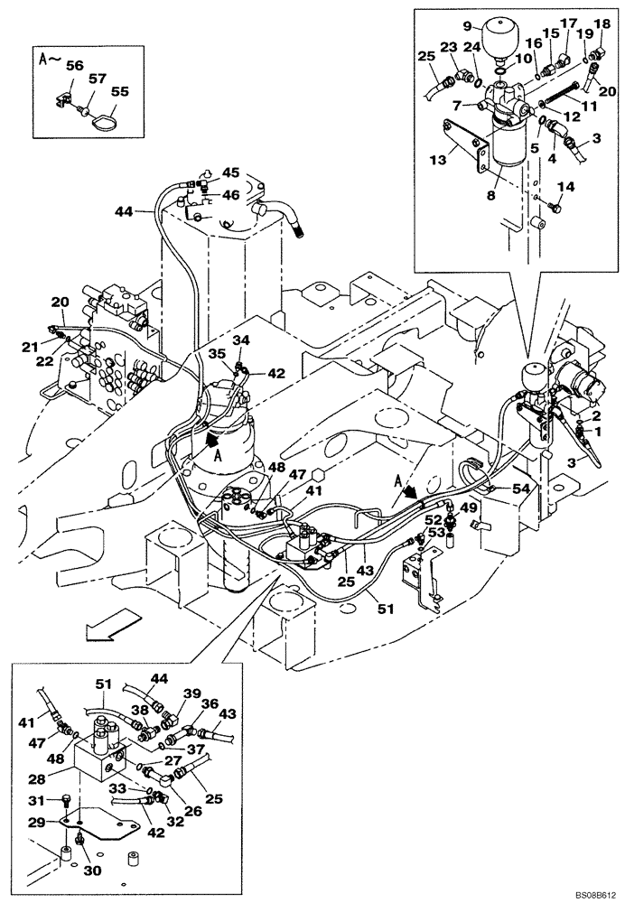 Схема запчастей Case CX80 - (08-33) - HYDRAULICS - PILOT PRESSURE, RETURN LINES (08) - HYDRAULICS