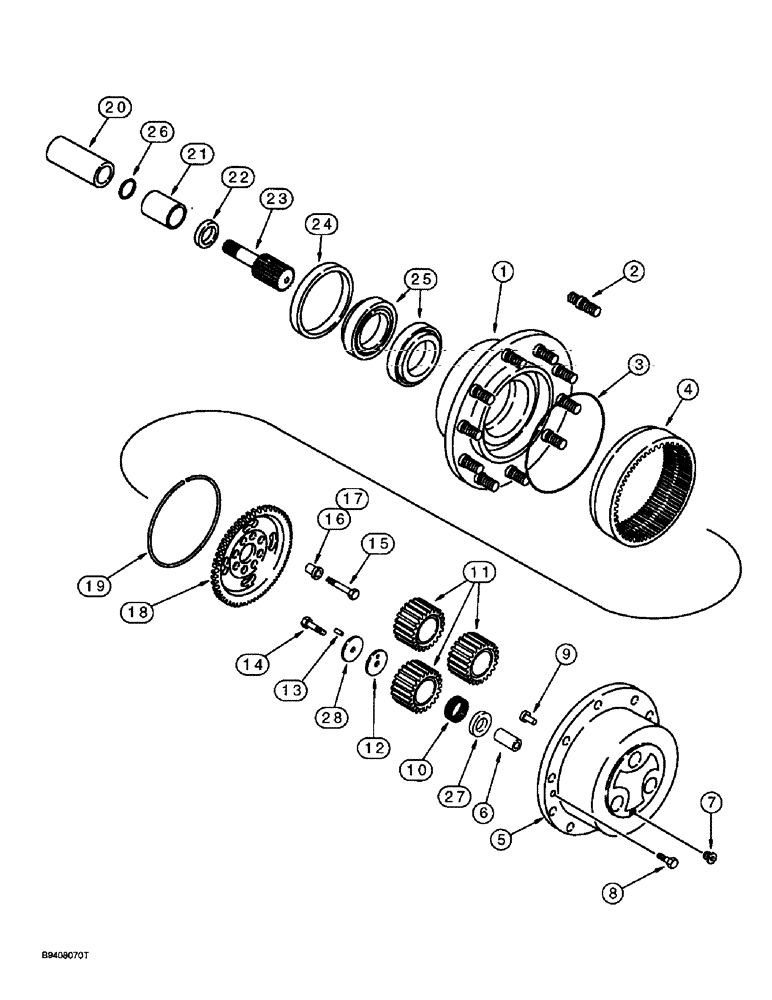 Схема запчастей Case 580L - (6-060) - REAR DRIVE AXLE, PLANETARY (06) - POWER TRAIN