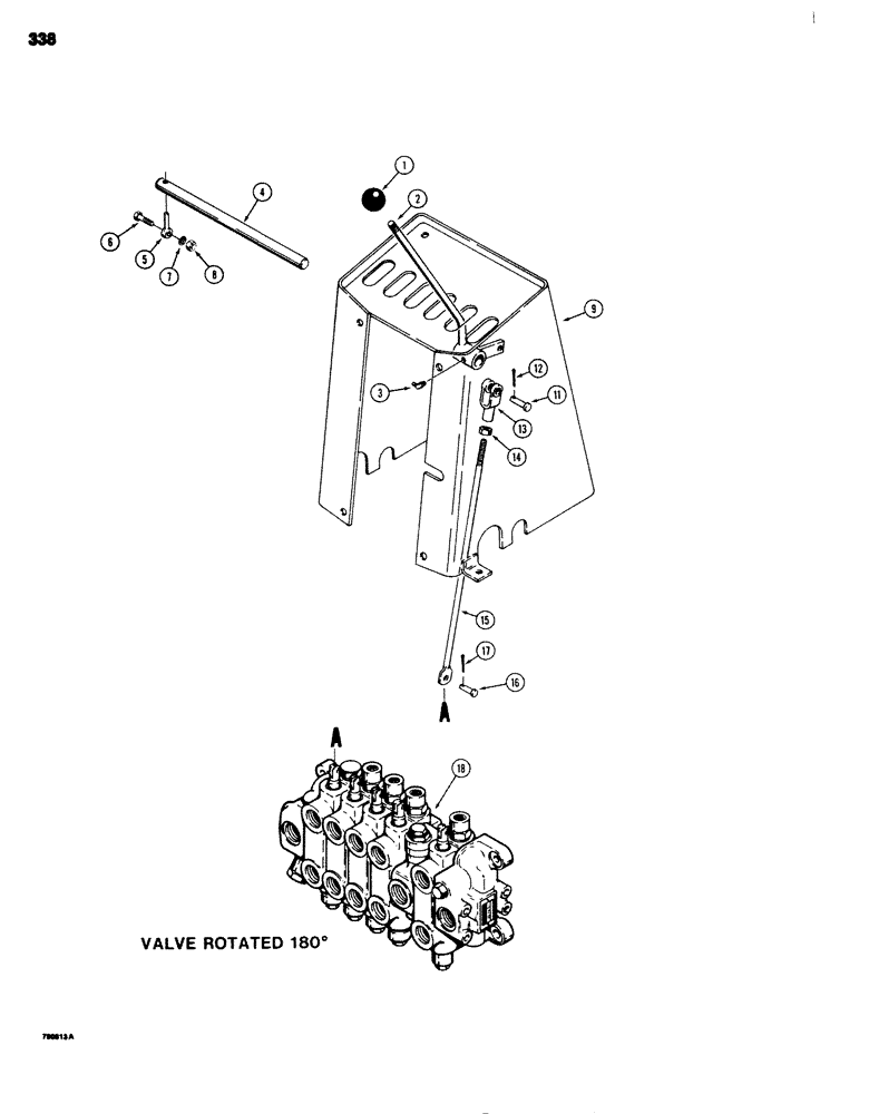 Схема запчастей Case 680G - (338) - EXTENDABLE DIPPER CONTROL WITH FOOT SWING MODELS (09) - CHASSIS/ATTACHMENTS