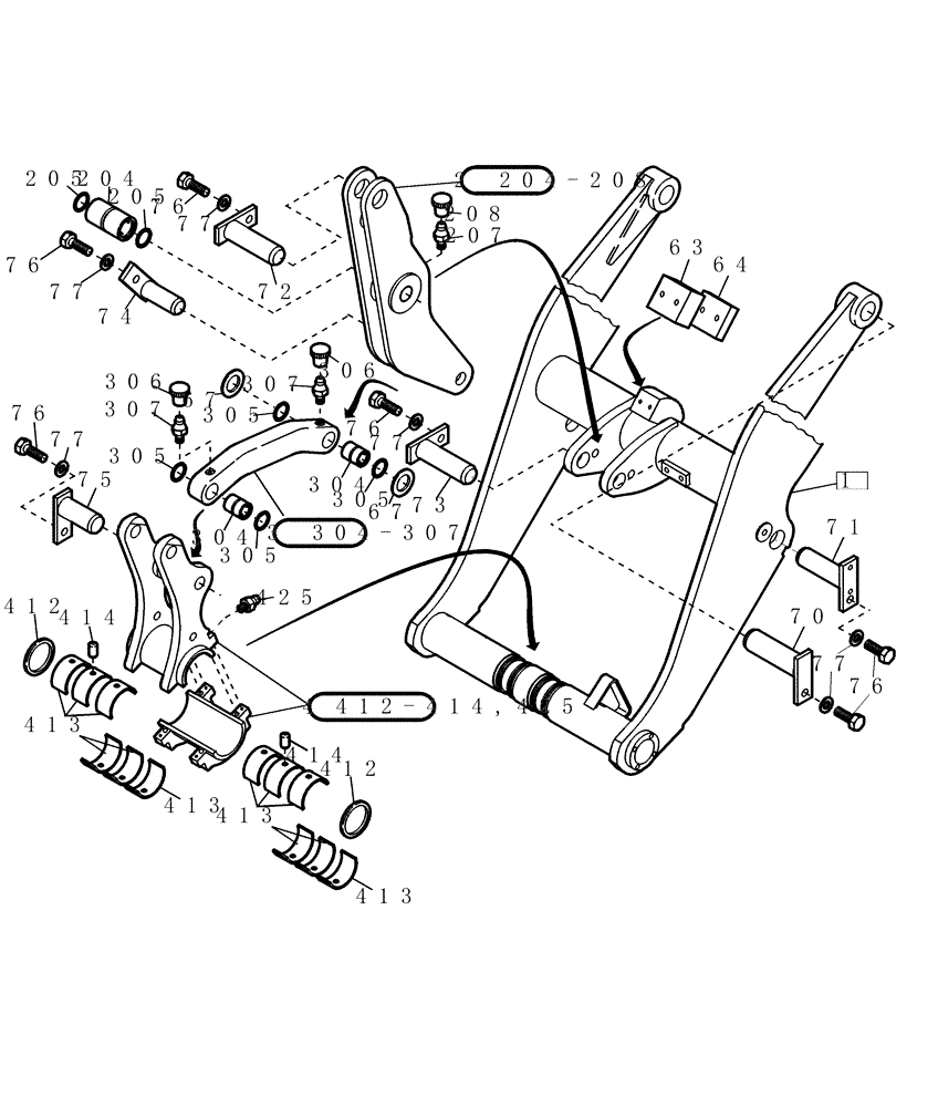 Схема запчастей Case 321D - (60.501[002]) - LOADER BOOM MOUNTING PARTS (S/N 591052-591058) No Description