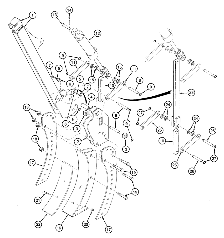 Схема запчастей Case 960 - (09-36) - MOUNTING BOOM, HYDRAULIC CRUMBER (09) - CHASSIS