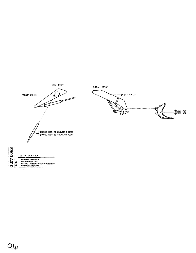 Схема запчастей Case SC150 - (096) - LOADER MOUNTING 