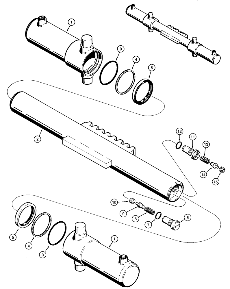 Схема запчастей Case 460 - (8-066) - BACKHOE SWING CYLINDER ASSEMBLY, H514125, D100 BACKHOE (08) - HYDRAULICS