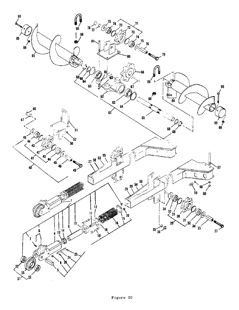 Схема запчастей Case P55 - (42) - BOOMS, BOOM END, IDLERS, AUGERS 
