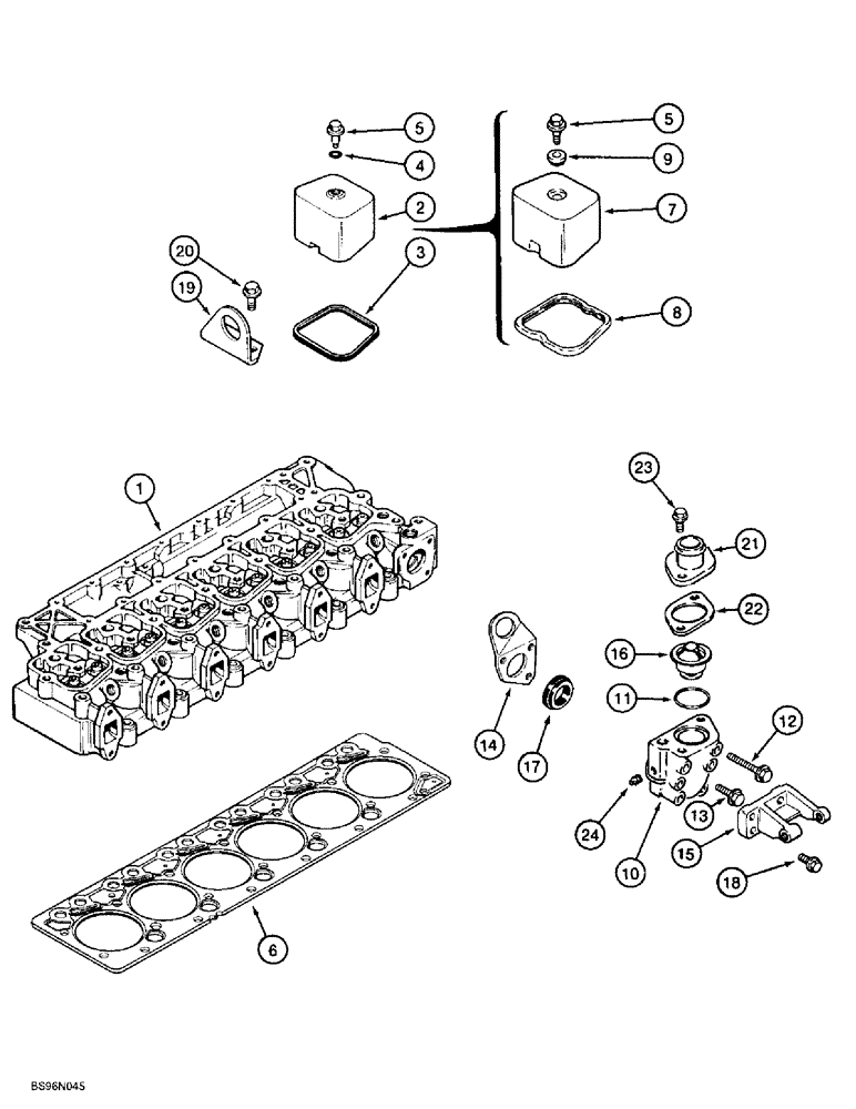 Схема запчастей Case 621B - (2-28) - CYLINDER HEAD COVER, 6T-590 ENGINE, PRIOR TO LOADER P.I.N. JEE0053350 (02) - ENGINE
