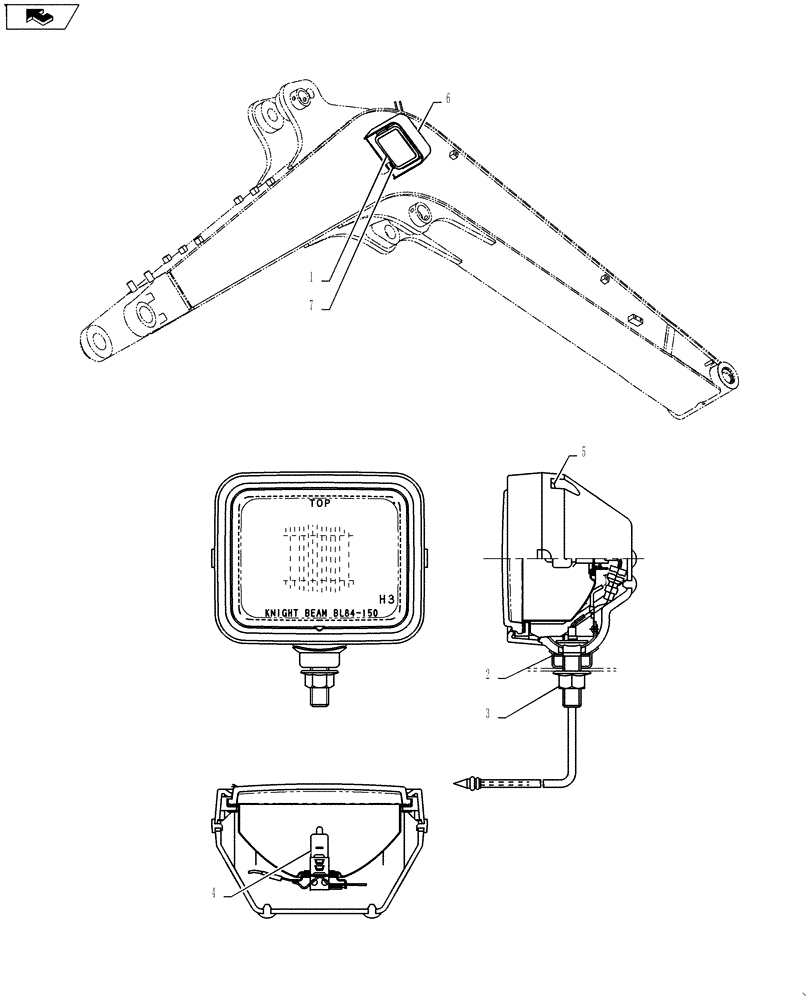 Схема запчастей Case CX55BMSR - (03-009[00]) - LIGHT INSTALL, BOOM (55) - ELECTRICAL SYSTEMS