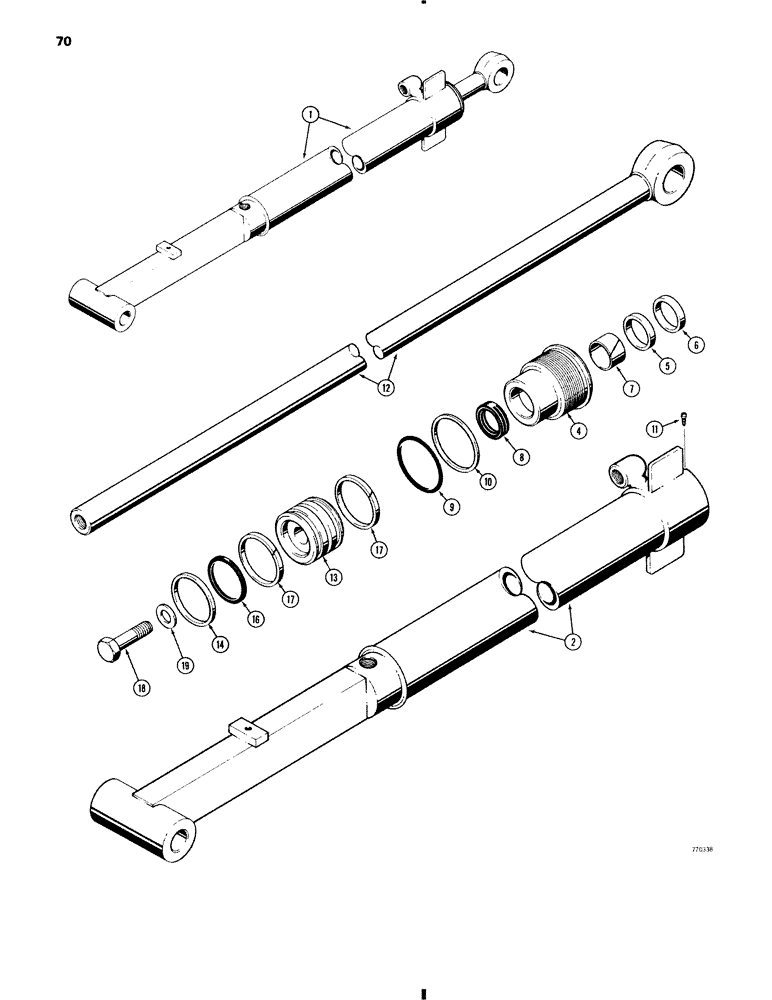 Схема запчастей Case 35 - (070) - G101183 DIPPER EXTENSION CYLINDER, WITH ONE PIECE PISTON 