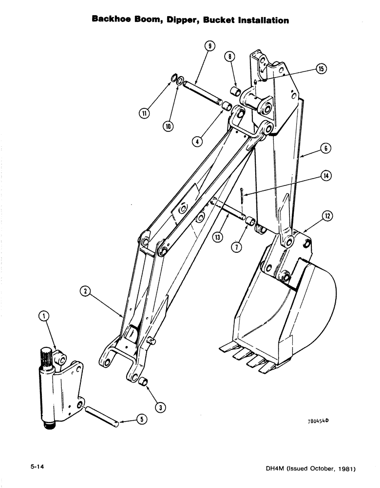 Схема запчастей Case DH4B - (5-14) - BACKHOE BOOM, DIPPER, BUCKET INSTALLATION (84) - BOOMS, DIPPERS & BUCKETS