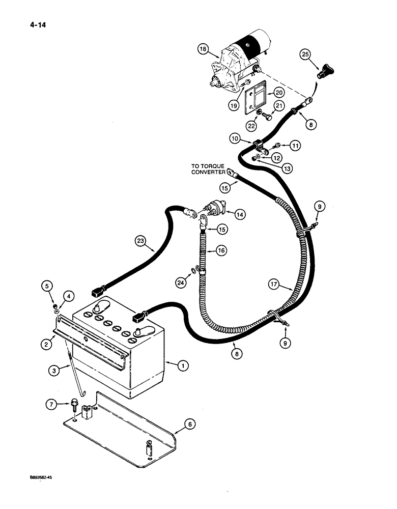 Схема запчастей Case 650 - (4-14) - BATTERY MOUNTING, CABLES AND CONNECTIONS (04) - ELECTRICAL SYSTEMS