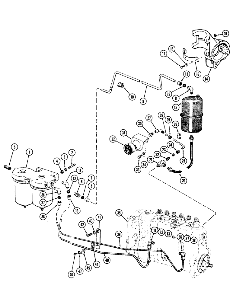 Схема запчастей Case 1150 - (010) - FUEL INJECTION FILTER SYSTEM, (401) DIESEL ENGINE (01) - ENGINE