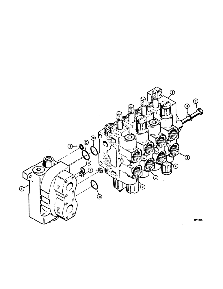 Схема запчастей Case 1150C - (314[1]) - R40909 FOUR SPOOL VALVE ANGLE TILT PITCH DOZER WITH RIPPER (08) - HYDRAULICS
