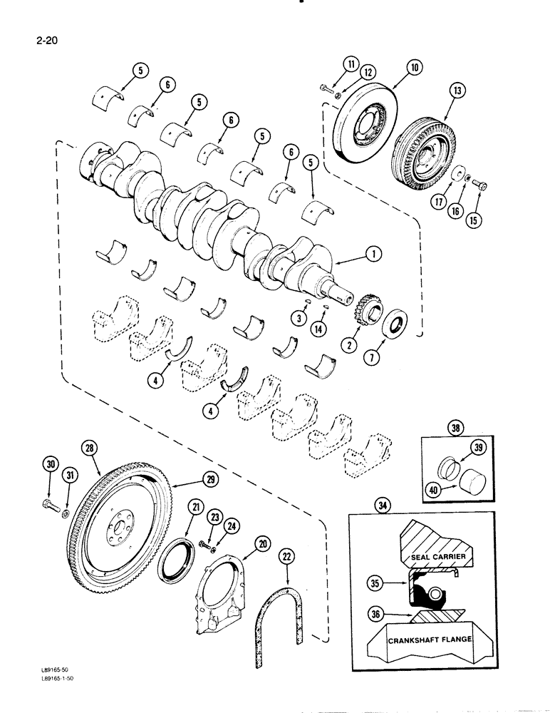 Схема запчастей Case W30 - (2-20) - CRANKSHAFT AND FLYWHEEL, 504BDT ENGINE (02) - ENGINE