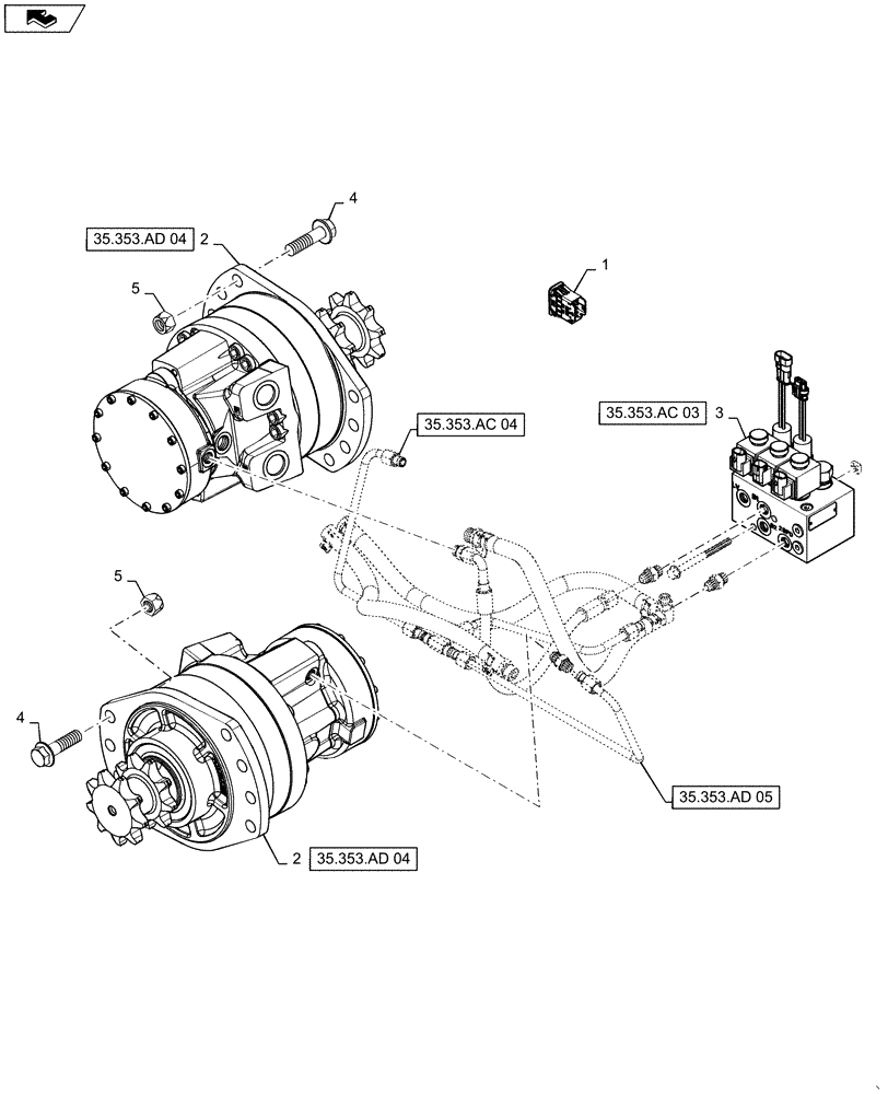 Схема запчастей Case SR220 - (35.353.AD[06]) - TRAVEL SPEED, E-H (35) - HYDRAULIC SYSTEMS