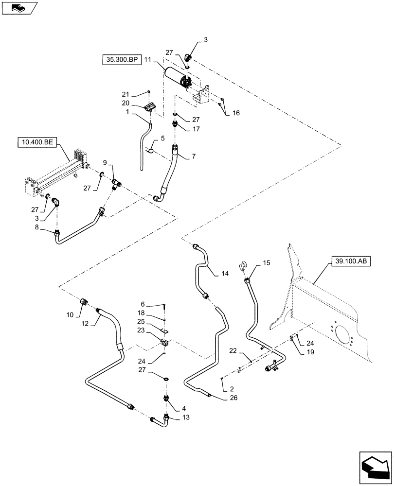 Схема запчастей Case SV250 - (35.300.AD[02]) - HYDRAULIC RETURN PLUMBING (35) - HYDRAULIC SYSTEMS