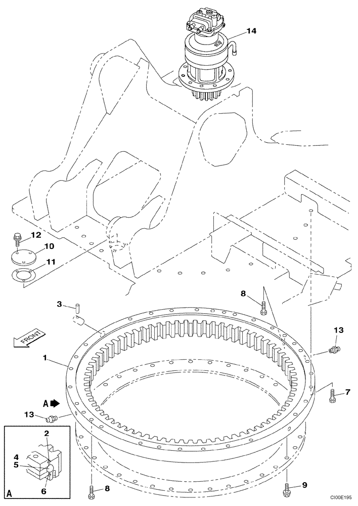 Схема запчастей Case CX210LR - (09-01) - TURNTABLE BEARING (09) - CHASSIS