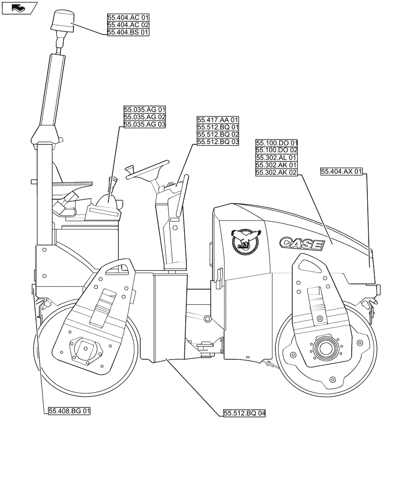 Схема запчастей Case DV26 - (55.000.00) - PICTORIAL INDEX - ELECTRICAL SYSTEMS (55) - ELECTRICAL SYSTEMS