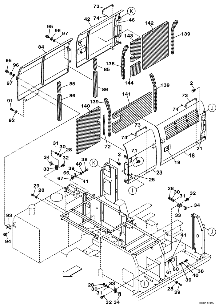 Схема запчастей Case CX240 - (09-06-00) - ACCESS DOOR - INSULATION (09) - CHASSIS