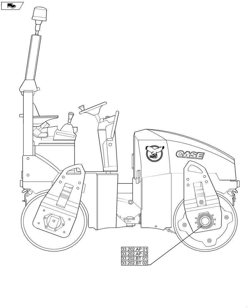 Схема запчастей Case DV36 - (33.000.00) - PICTORIAL INDEX - BRAKES & CONTROLS (33) - BRAKES & CONTROLS
