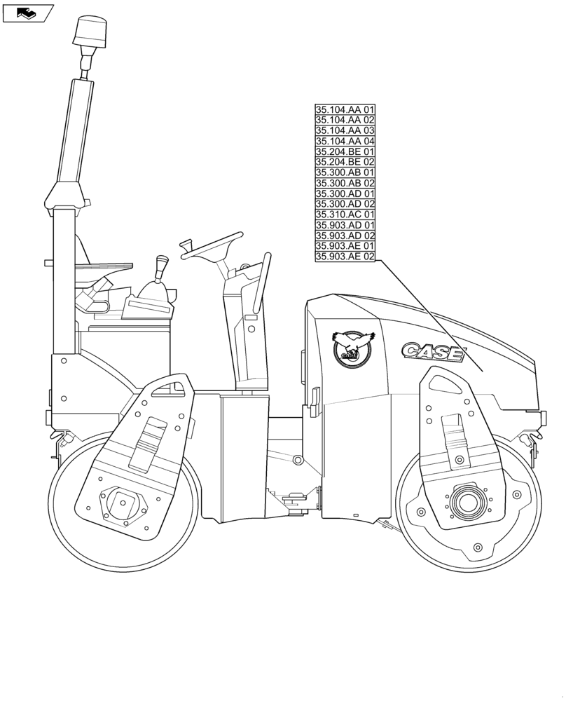 Схема запчастей Case DV36 - (35.000.00) - PICTORIAL INDEX - HYDRAULIC SYSTEMS (35) - HYDRAULIC SYSTEMS
