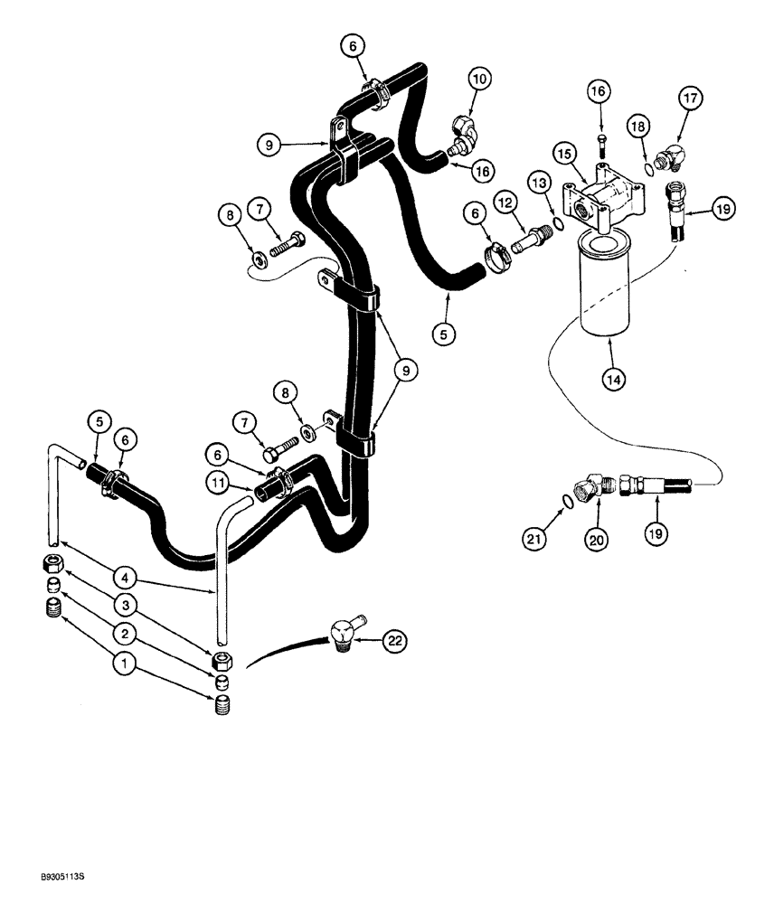 Схема запчастей Case 921 - (3-005A) - FUEL LINES AND FILTER, P.I.N. JAK0026022 AND AFTER (03) - FUEL SYSTEM
