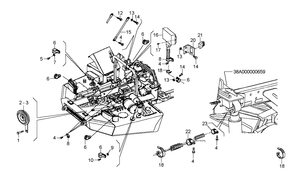 Схема запчастей Case 327B - (67A01011463[001]) - FRONT FRAME ELECTRONICS - HORN (87584152) (13) - Electrical System / Decals