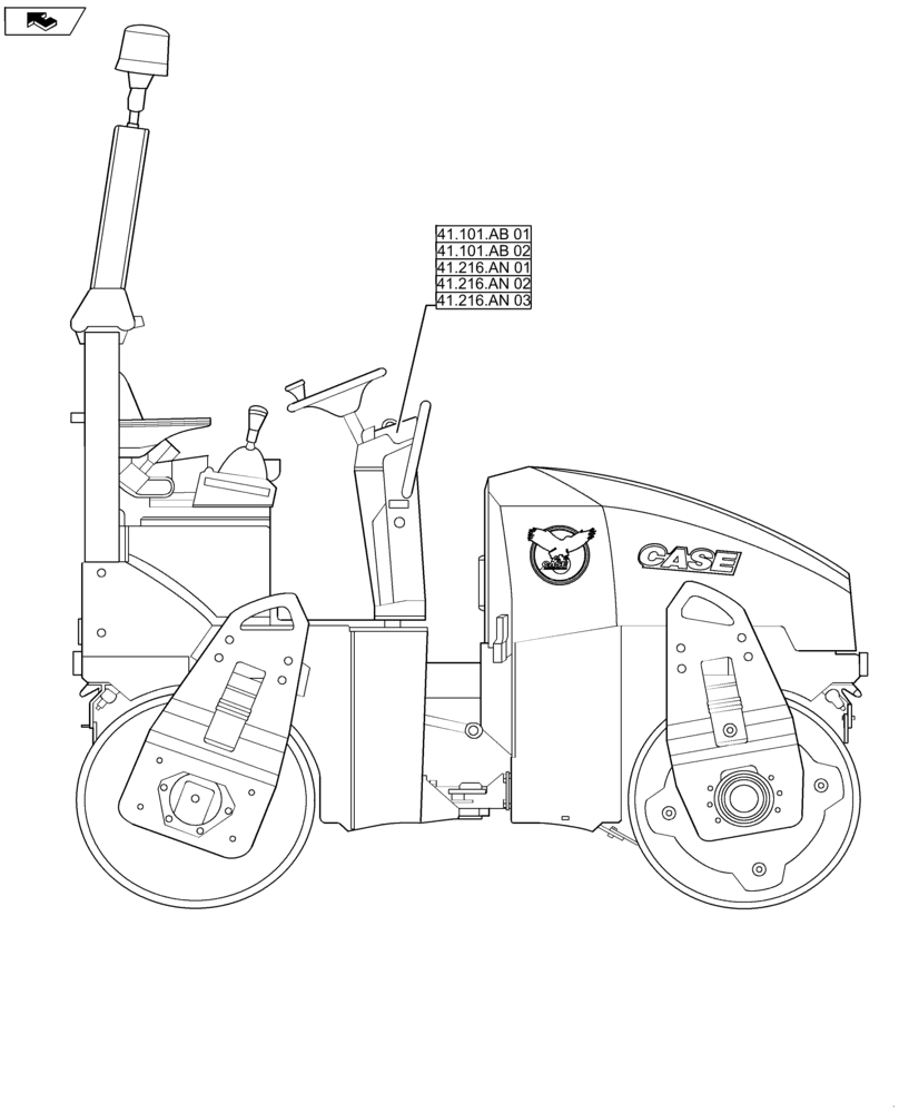 Схема запчастей Case DV23 - (00.000.41) - PICTORIAL INDEX - STEERING (00) - GENERAL & PICTORIAL INDEX