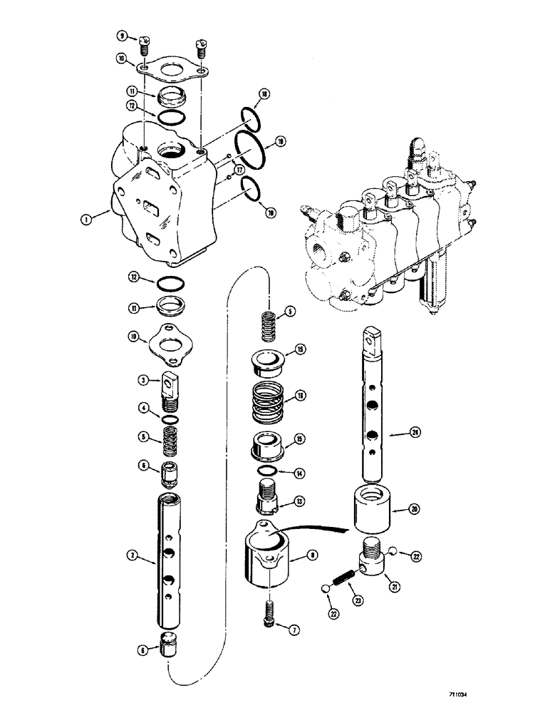 Схема запчастей Case 26B - (068) - 3 POINT HITCH D52970 CONTROL VALVE (4 SPOOL), PITCH, TILT AND IMPLEMENT SPOOLS 