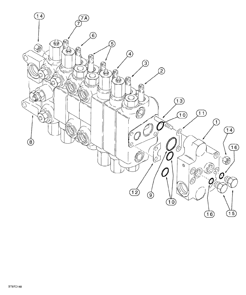 Схема запчастей Case 580SL - (8-092) - BACKHOE CONTROL VALVES, MODELS WITHOUT EXTENDABLE DIPPER, W/O AUX. HYD. - P/N 243137A2 & 243138A2 (08) - HYDRAULICS