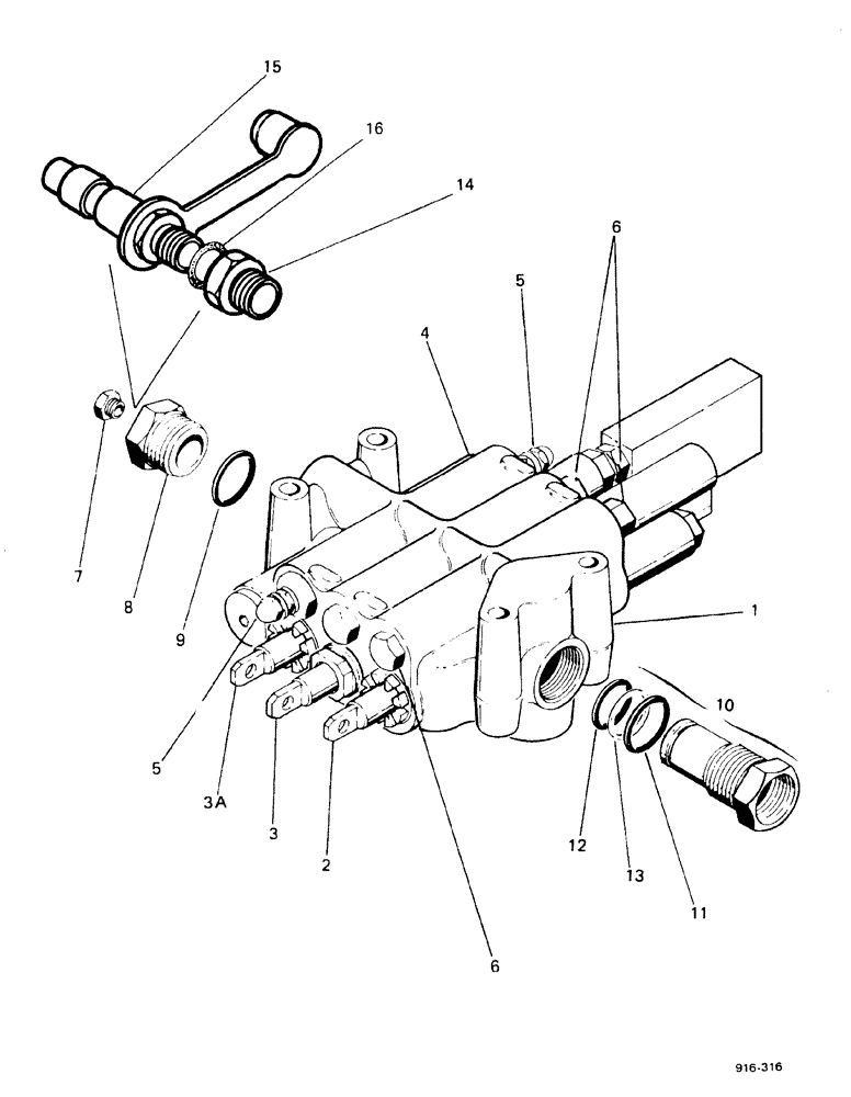 Схема запчастей Case 580F - (165A) - LOADER CONTROL VALVE, 3 SPOOL, STARTING WITH NO 3.737.543 (35) - HYDRAULIC SYSTEMS