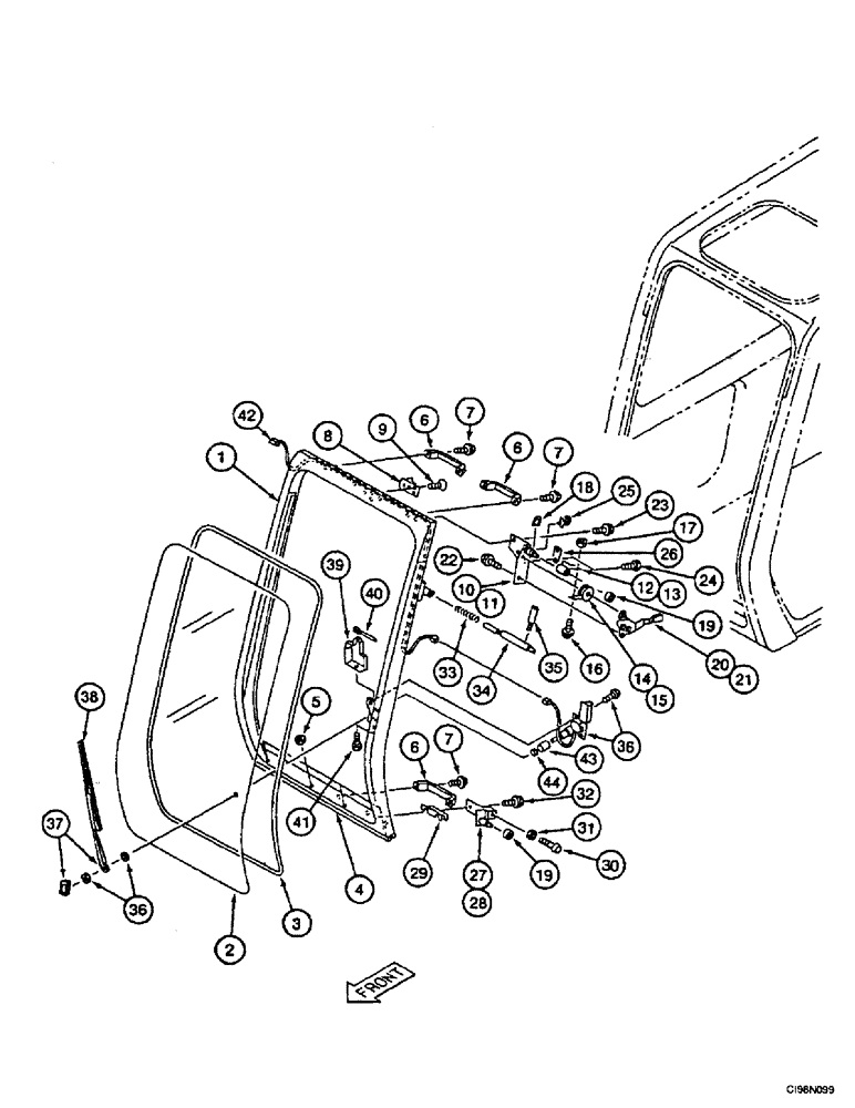 Схема запчастей Case 9007B - (9-60) - WINDSHIELD - CAB (09) - CHASSIS